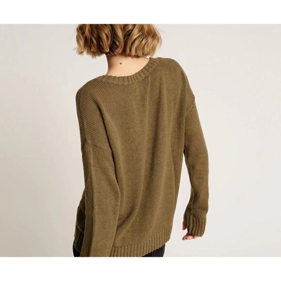 NWT Free People x One Teaspoon Classic Pocket Chunky Knit Sweater in Khaki XXL - Picture 2 of 10